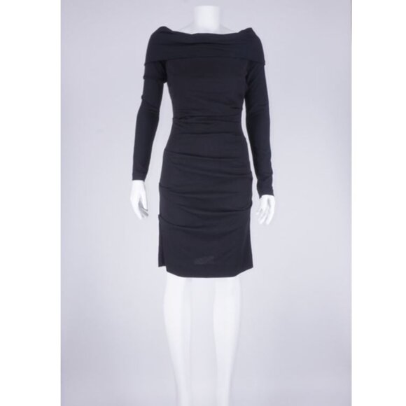 NWT Nicole Miller Artelier Ruched Dress w/ Back Zipper- Black - Picture 2 of 6
